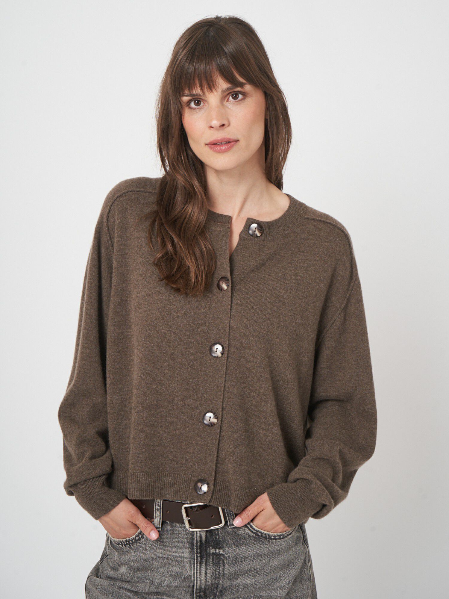 Kort kasjmier vest - boxy fit & biologisch afbeelding