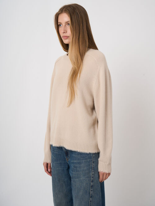 Pull oversize en cachemire &agrave; franges