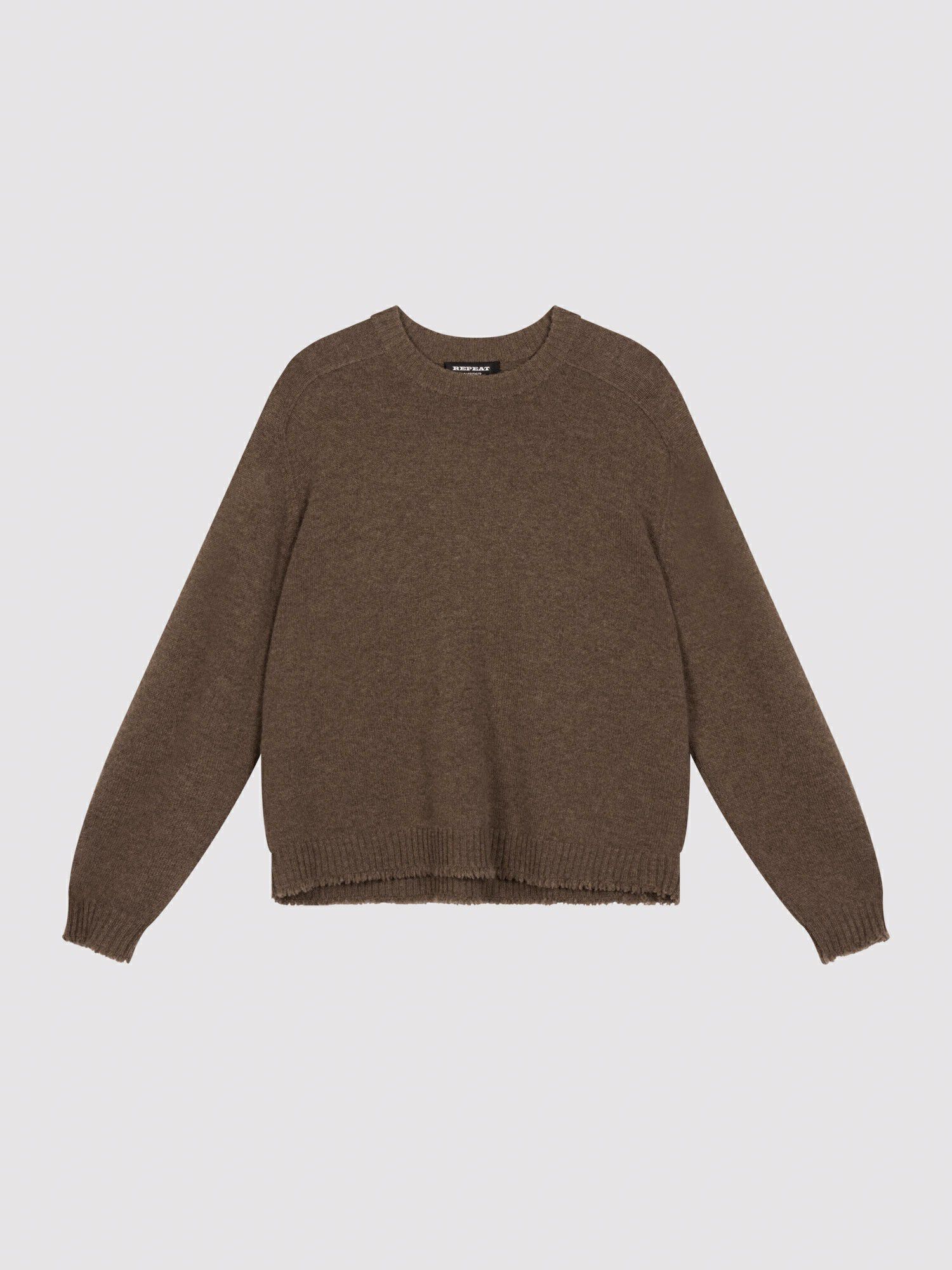Relaxed fit kasjmier trui met ronde hals