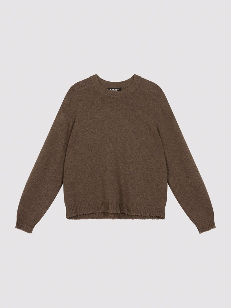 Relaxed fit kasjmier trui met ronde hals image number 5