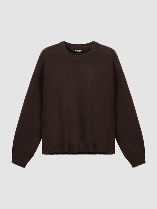 Oversized Organic Cashmere Sweater with Fringed Trims