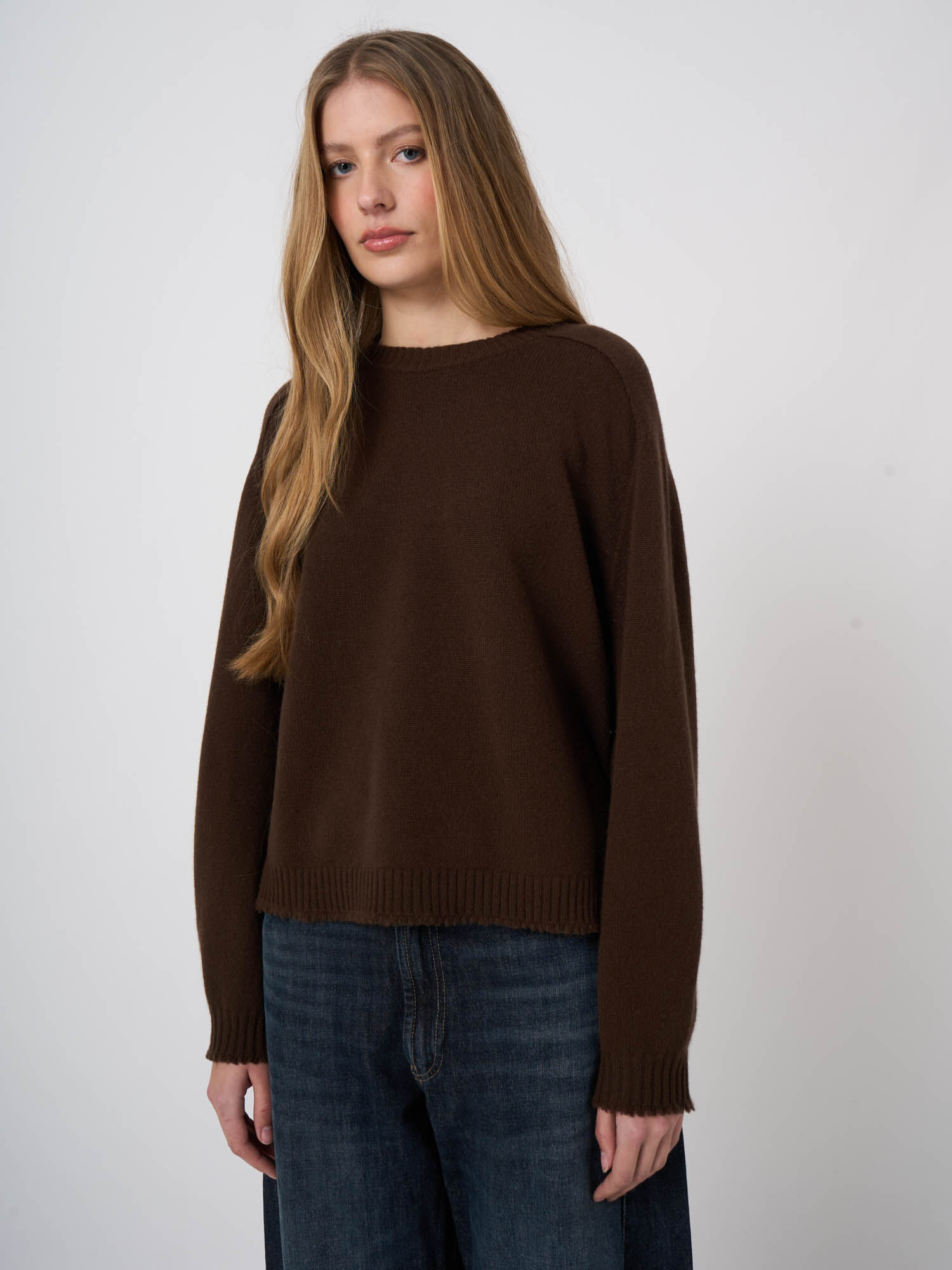 Oversized Organic Cashmere Sweater with Fringed Trims | REPEAT