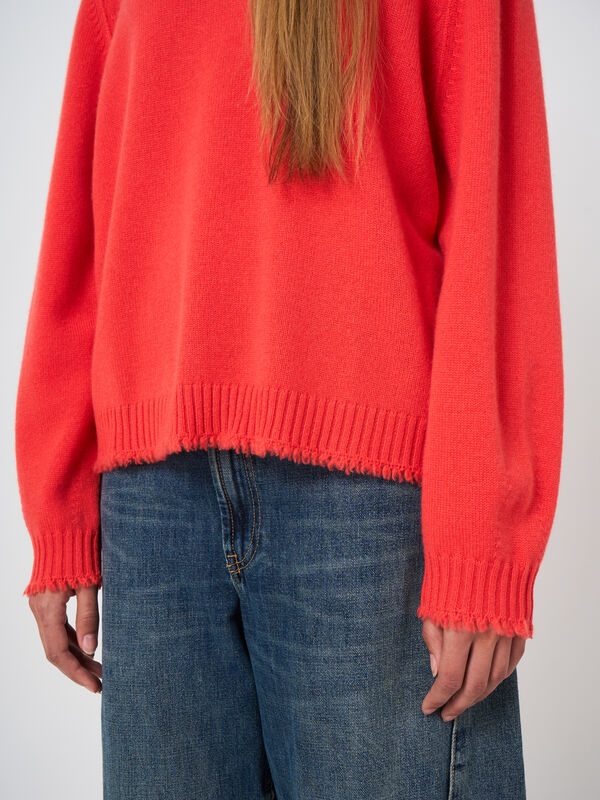 Oversized-Kaschmirpullover mit Fransen image number 1