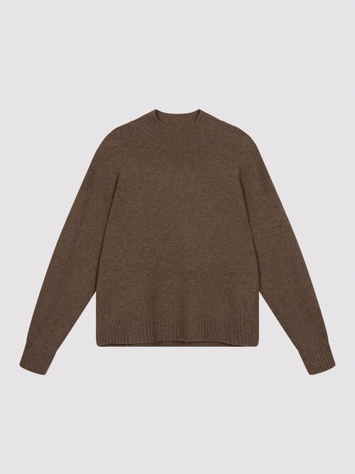 Kasjmier trui met opstaande kraag - boxy fit & naadloos