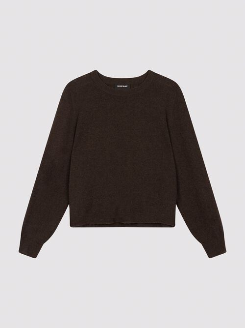 Lichtgewicht cropped kasjmier trui met ronde hals