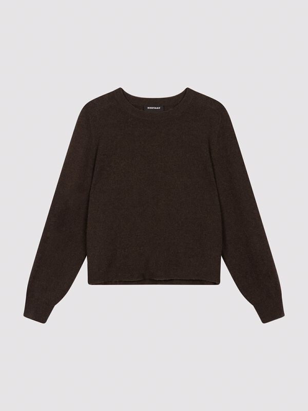 Lichtgewicht cropped kasjmier trui met ronde hals image number 1