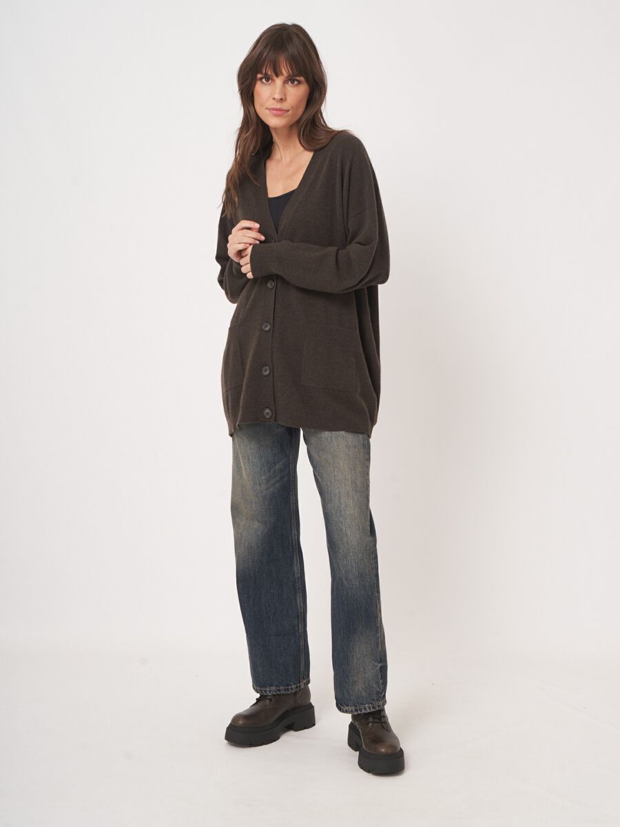 Oversized Feinstrick-Cardigan mit V-Ausschnitt image number 3