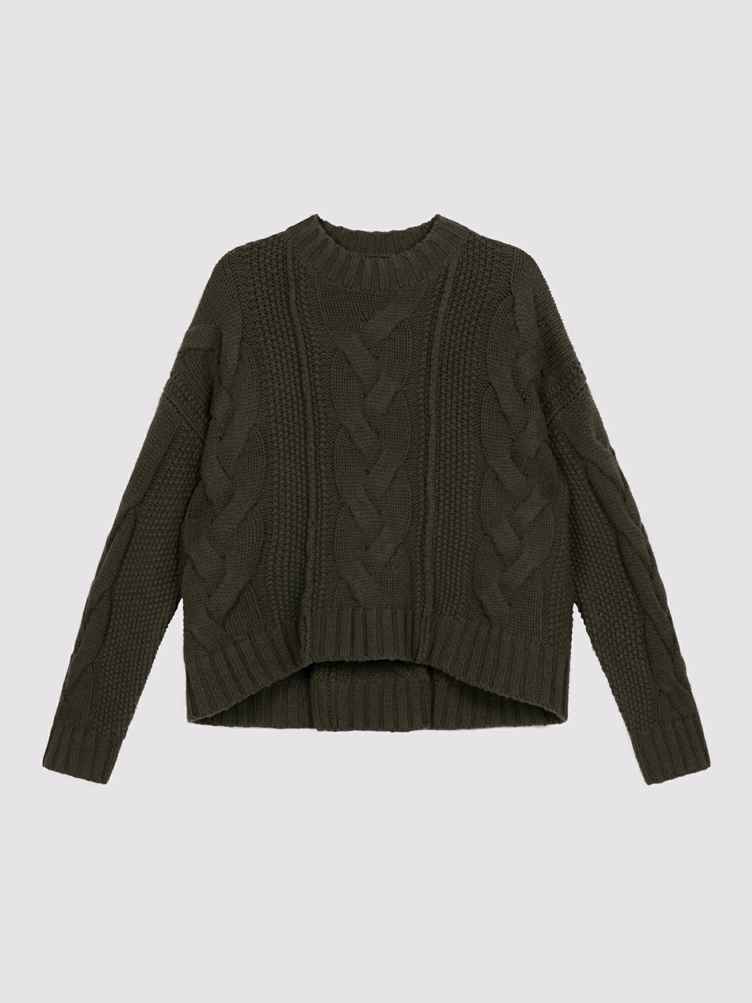 Oversized grofgebreide kasjmier trui met kabelpatroon