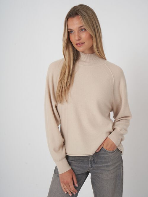 Boiled cashmere pullover met opstaande kraag