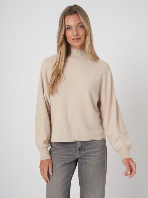 Boiled cashmere pullover met opstaande kraag