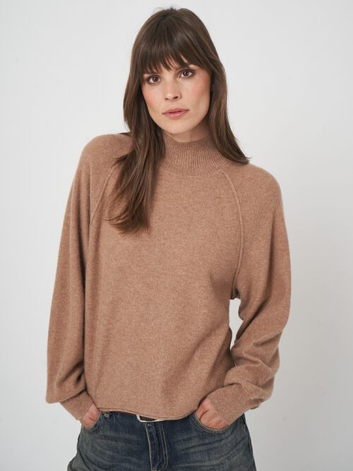 Boiled cashmere pullover met opstaande kraag