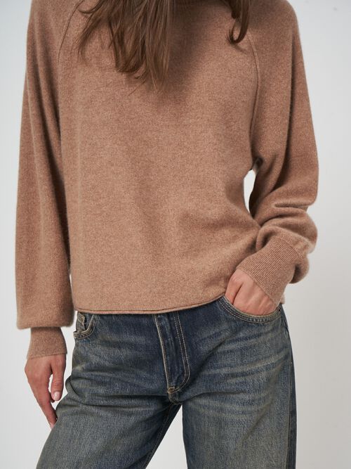 Boiled cashmere pullover met opstaande kraag