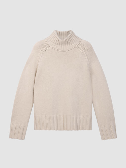 Chunky Organic Cashmere Stand-Collar Sweater