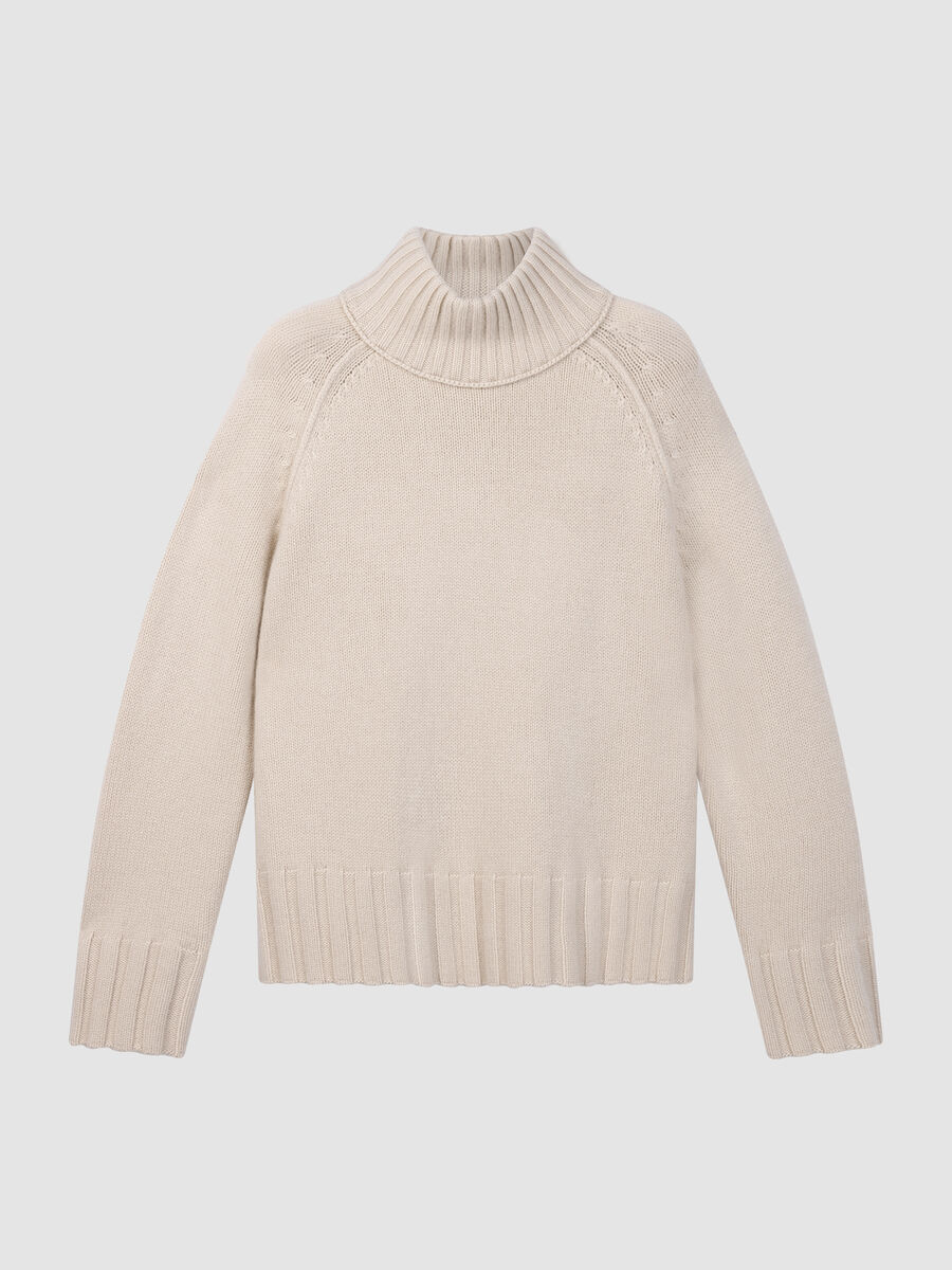 Chunky Organic Cashmere Stand-Collar Sweater image number 0