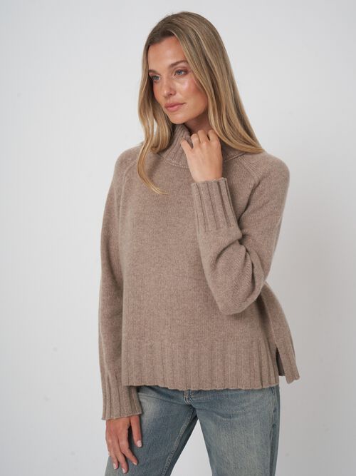 Chunky kasjmier trui met opstaande kraag