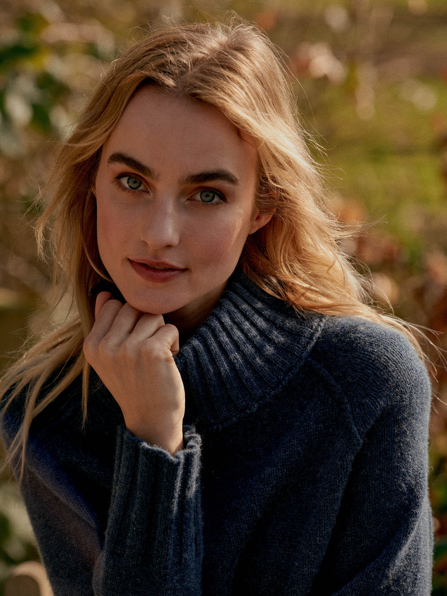 Chunky kasjmier trui met opstaande kraag