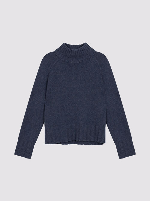 Chunky Organic Cashmere Stand-Collar Sweater