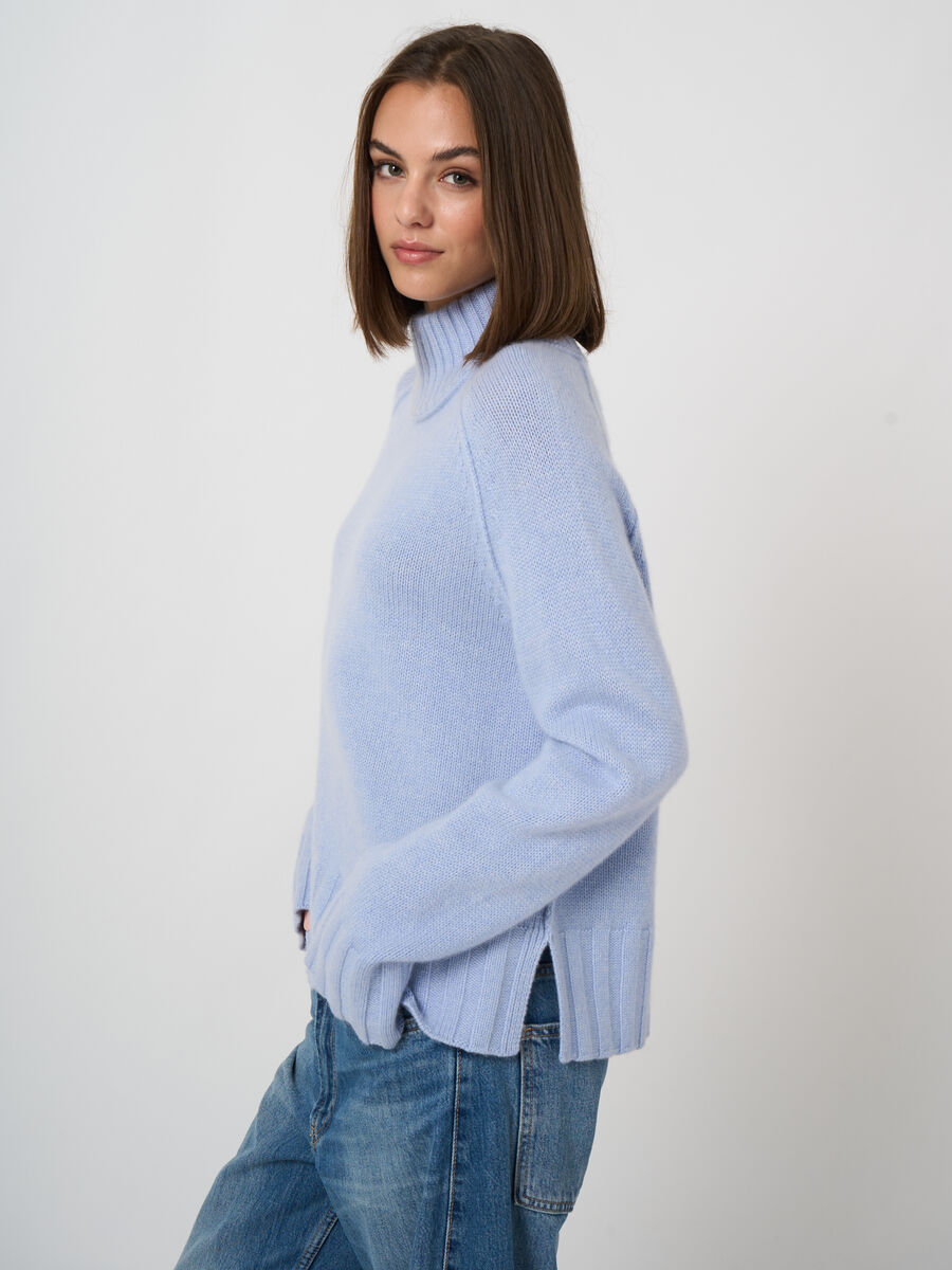Grobstrick-Kaschmirpullover mit Stehkragen image number 1