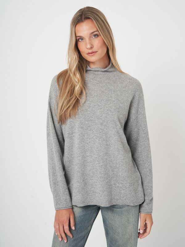 Organische kasjmier pullover met opstaande kraag image number 0