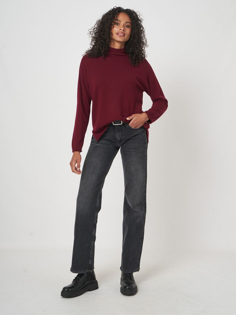 Organische kasjmier pullover met opstaande kraag image number 4