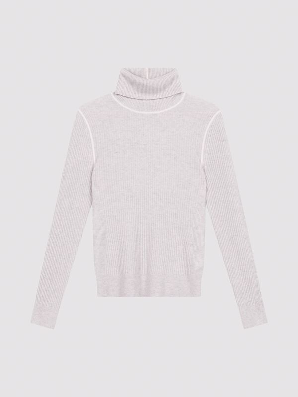 Pull col roulé en cachemire à côtes image number 3