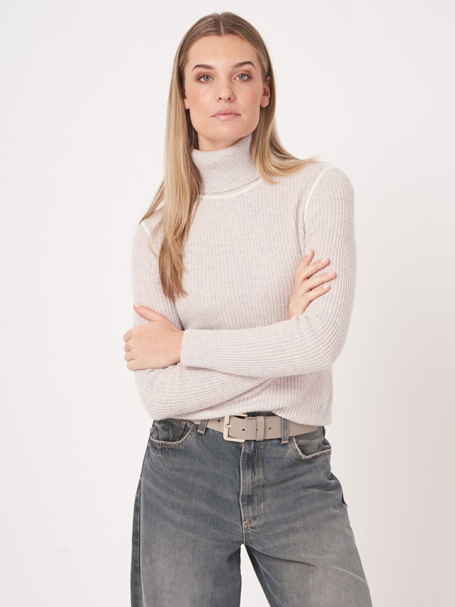 Ribgebreide coltrui van biologische cashmere image number 4