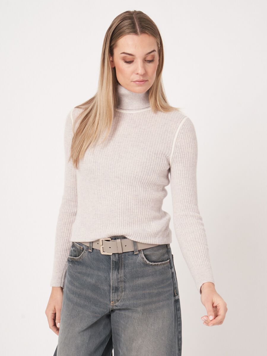 Ribgebreide coltrui van biologische cashmere image number 5