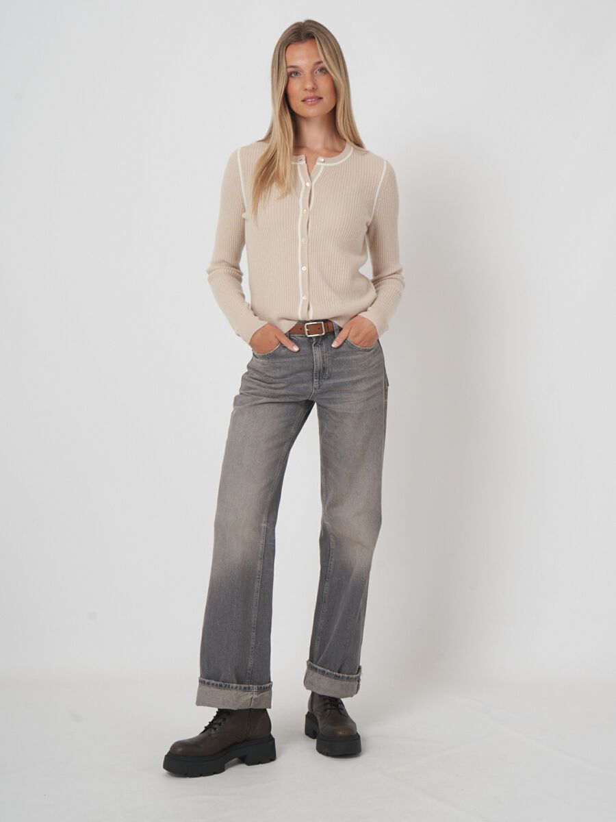 Biologisch kasjmier ribgebreid vest image number 4