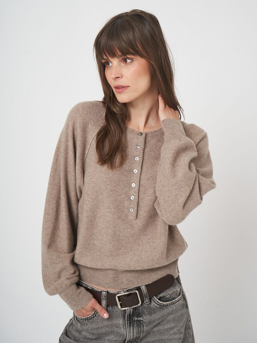 Henley-Pullover aus gewalktem Bio-Kaschmir image number 0