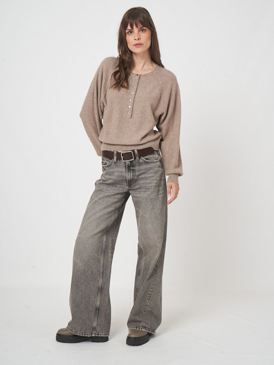 Henley-Pullover aus gewalktem Bio-Kaschmir image number 7