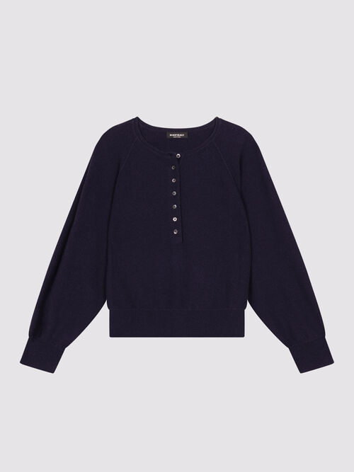 Boiled cashmere henley sweater