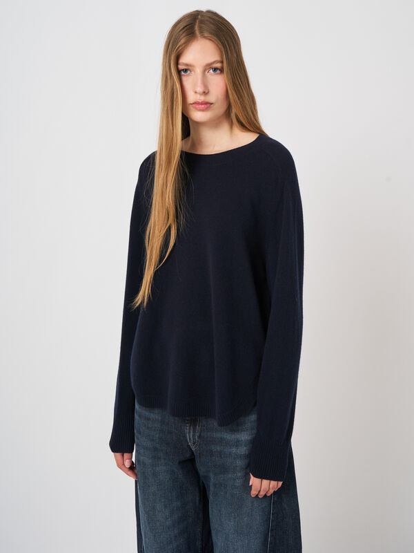 Lightweight Organic Cashmere Sweater with Rounded Hem image number 0