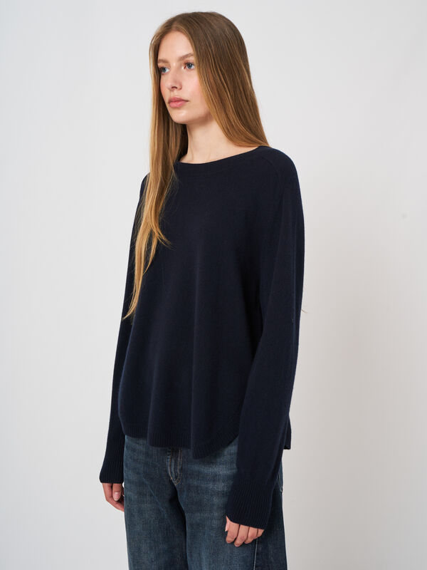 Lightweight Organic Cashmere Sweater with Rounded Hem image number 1