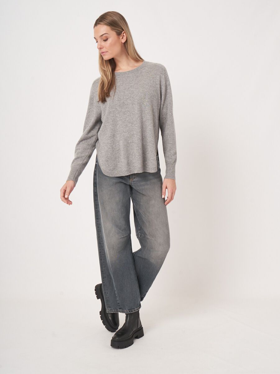 Kasjmier trui met boothals en ronde zoom image number 3