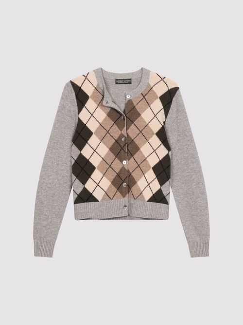 Argyle kasjmier vest in meerkleurig design