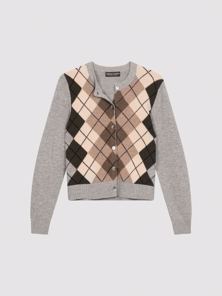 Argyle kasjmier vest in meerkleurig design image number 1