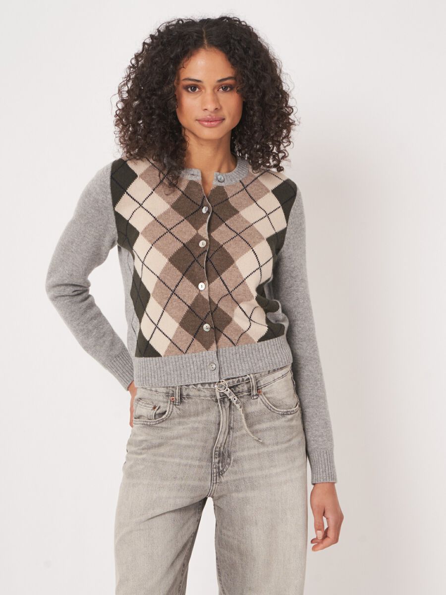 Argyle kasjmier vest in meerkleurig design image number 2