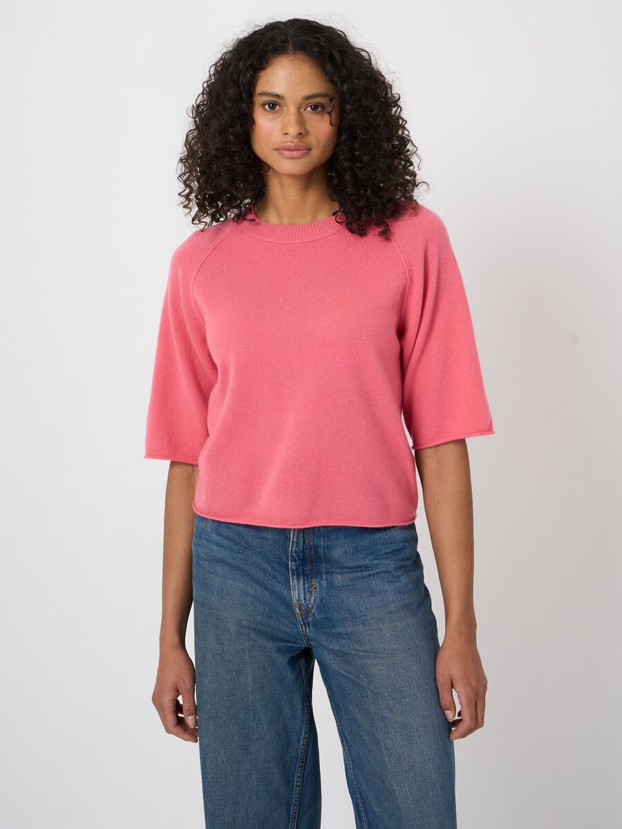 Organic cashmere short-sleeve sweater image number 0