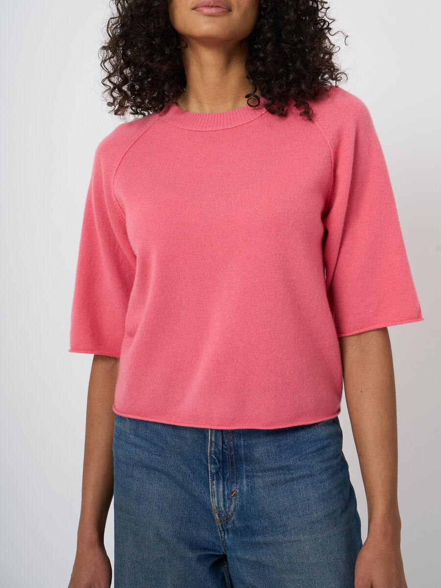 Organic cashmere short-sleeve sweater image number 1
