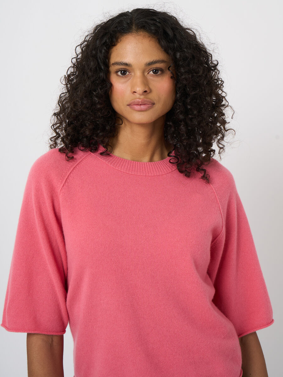 Organic cashmere short-sleeve sweater image number 3