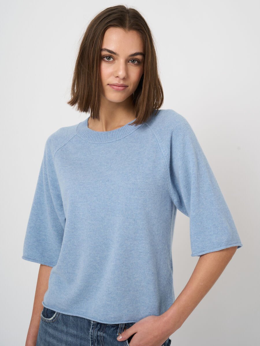 Organic cashmere short-sleeve sweater image number 0