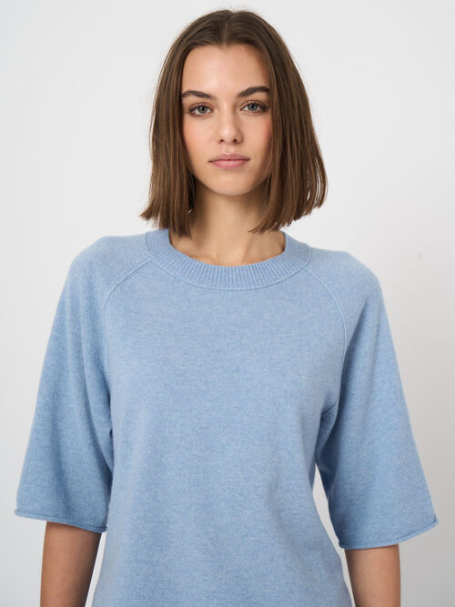 Organic cashmere short-sleeve sweater