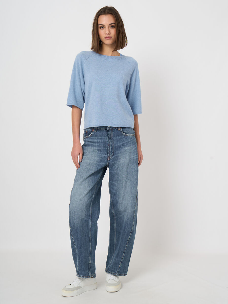 Organic cashmere short-sleeve sweater image number 3