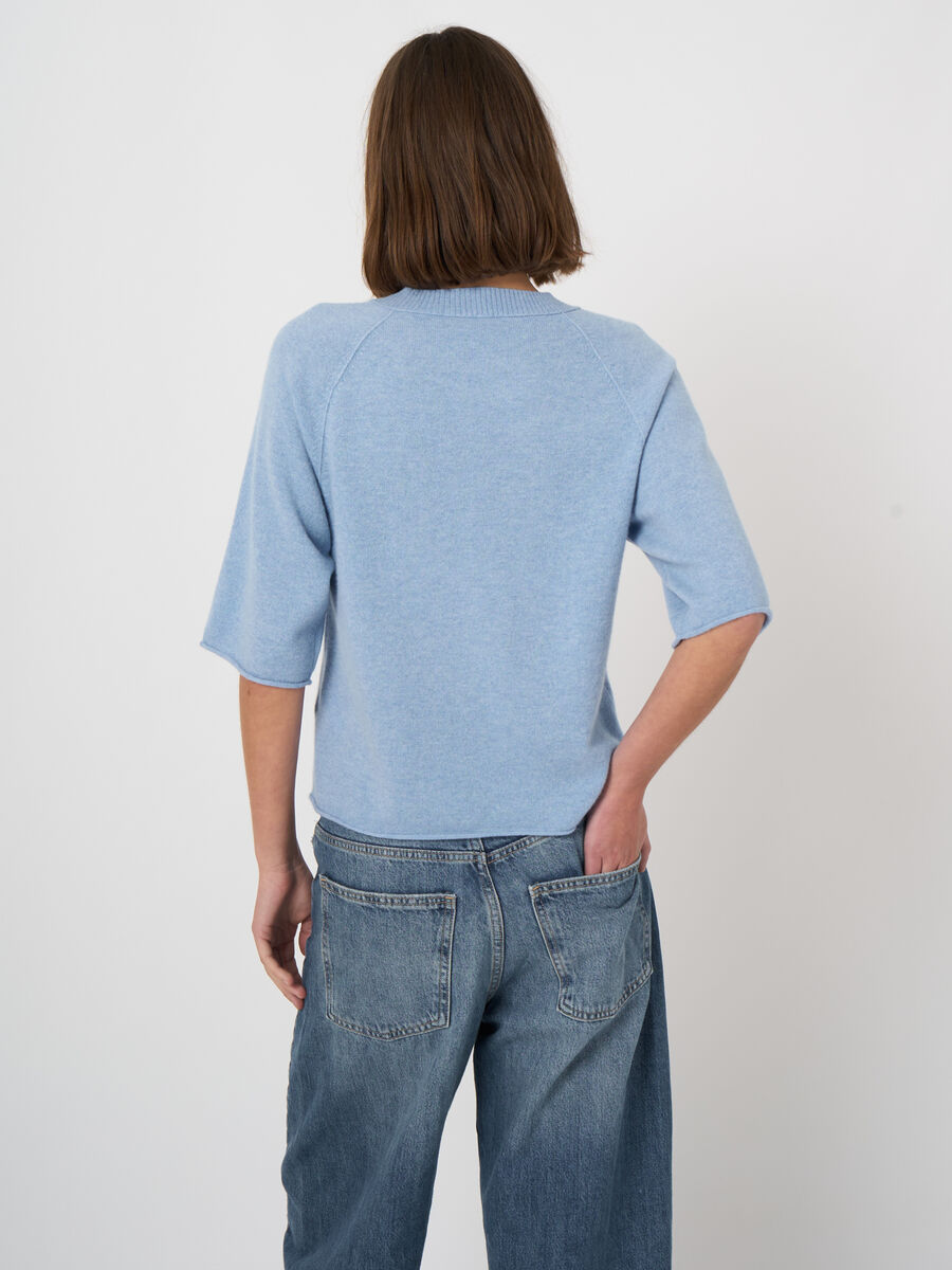 Organic cashmere short-sleeve sweater image number 4