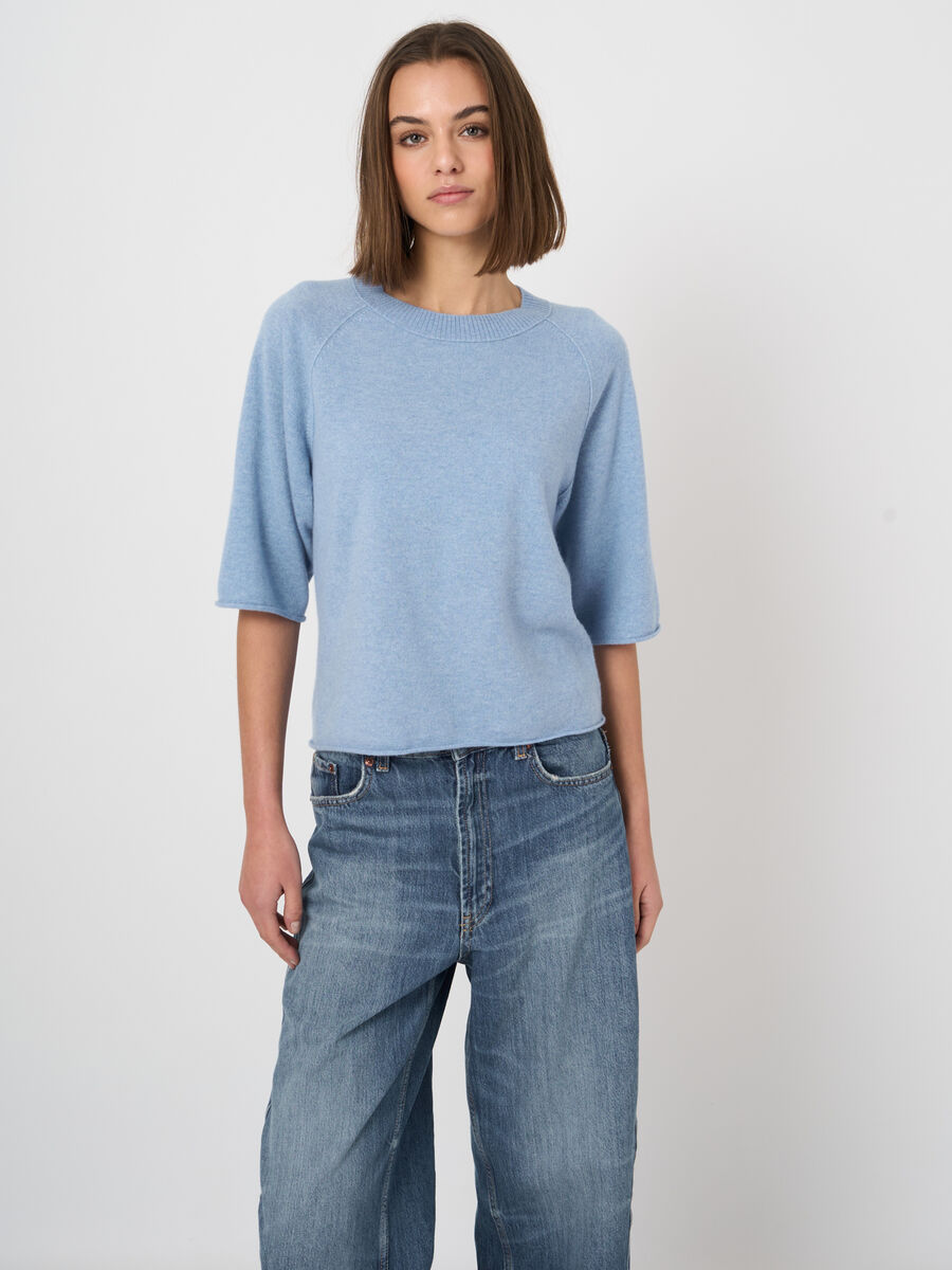 Organic cashmere short-sleeve sweater image number 5