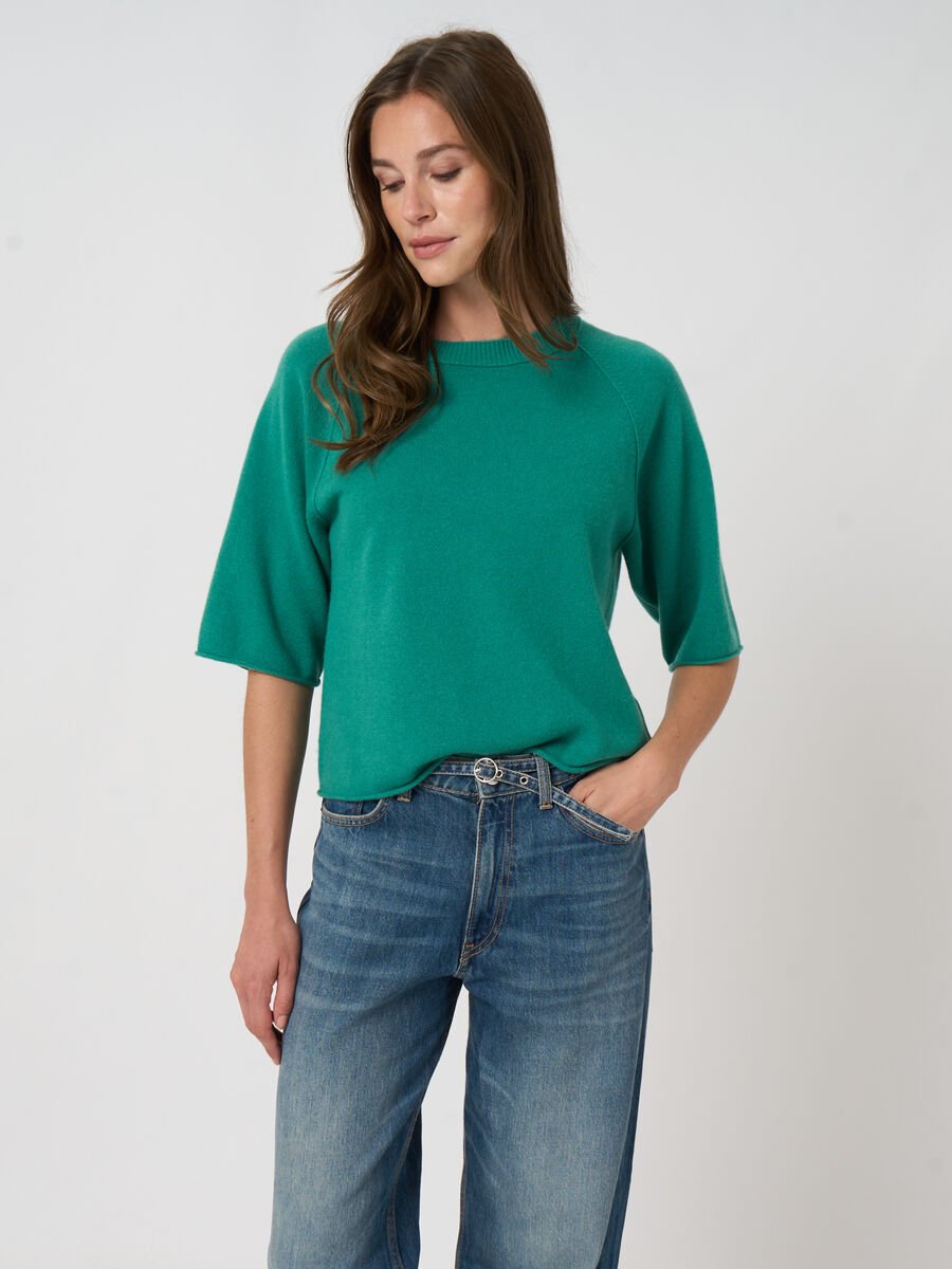 Organic cashmere short-sleeve sweater image number 0