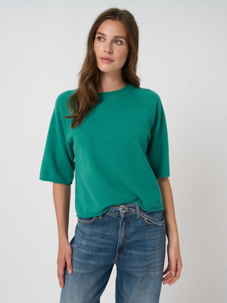 Organic cashmere short-sleeve sweater image number 1