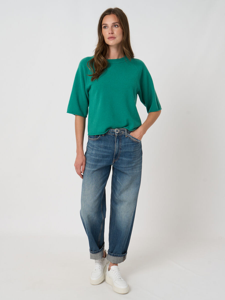 Organic cashmere short-sleeve sweater image number 2