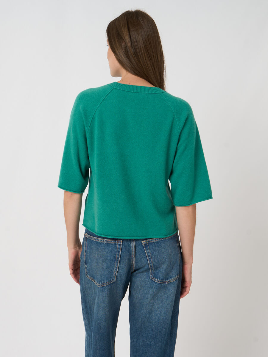 Organic cashmere short-sleeve sweater image number 3