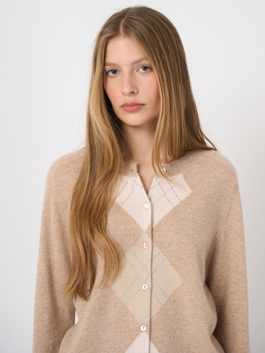 Luxury organic cashmere argyle cardigan image number 1